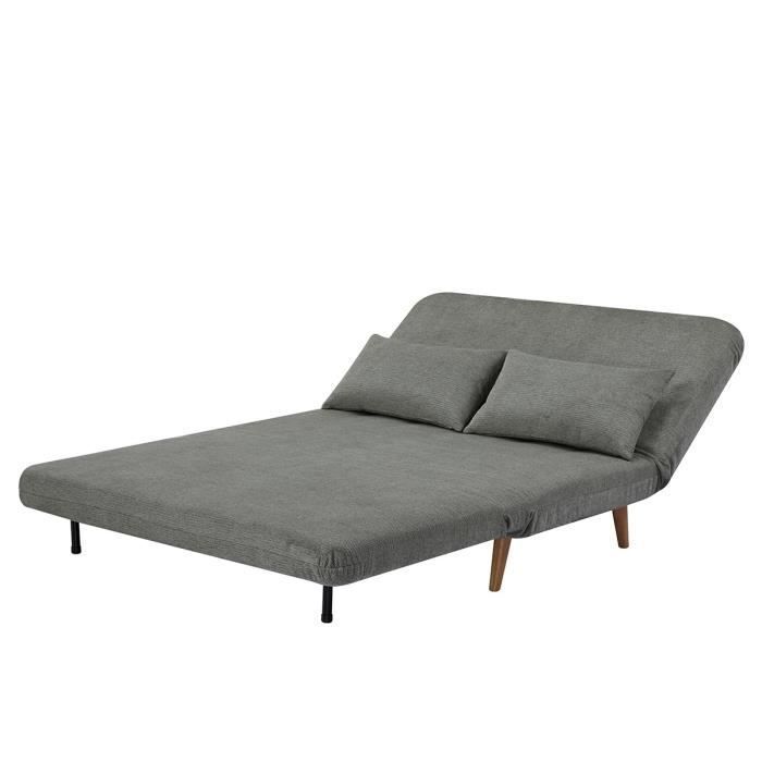 Banquette BZ - 2 places - Tissu Vert clair - 130 x 90 x 81 cm - DEPLO