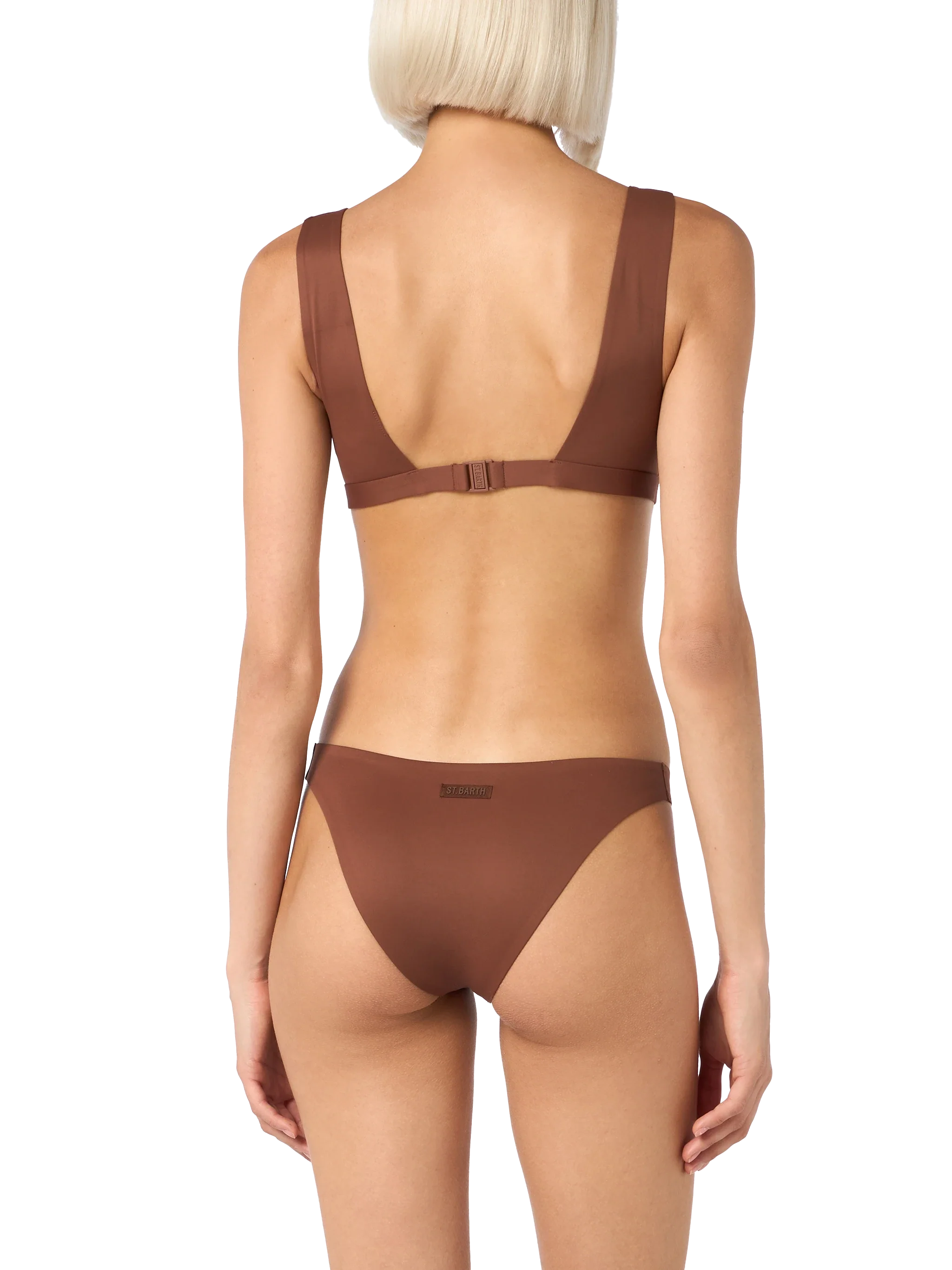 Ofelia Reanna damesbikini met V-hals, bruin en hittebestendig.