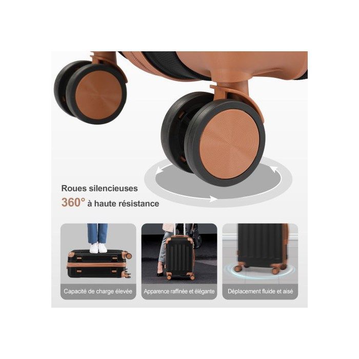 ALIGHTUP - Set di valigie da 4 pezzi | ABS | Valigia + Beauty case | Set di bagagli | Nero e marrone