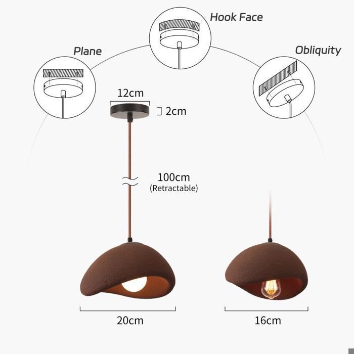WOTTES Suspension Luminaire Moderne Créatif Marron, Lustre Design Métal Vintage E27 Lampe 1pcs Ø20cm pour Salon Salle à Manger