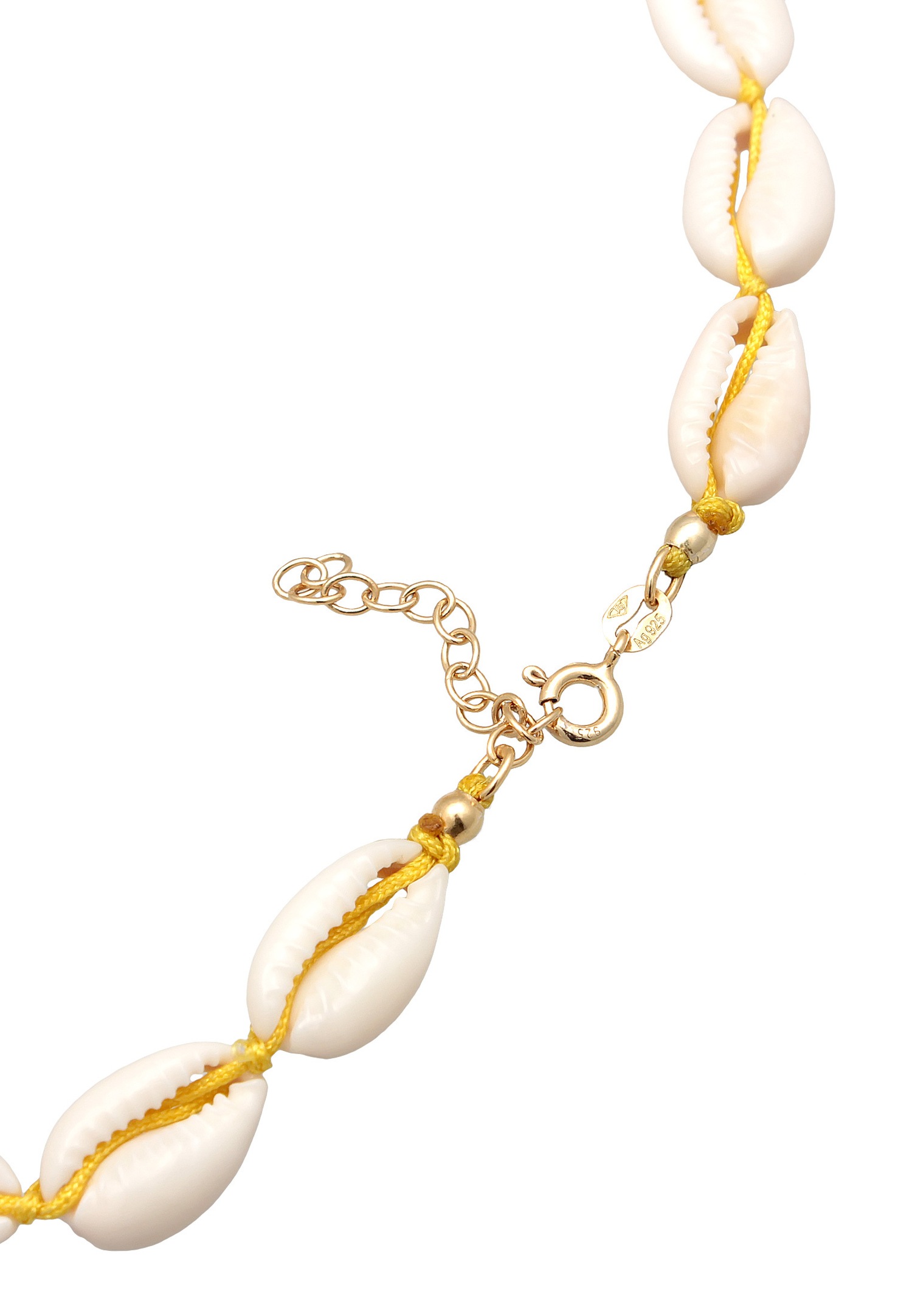 Elli Femmes Choker tendance plage avec coquillages cauris en argent sterling 925 plaqué or