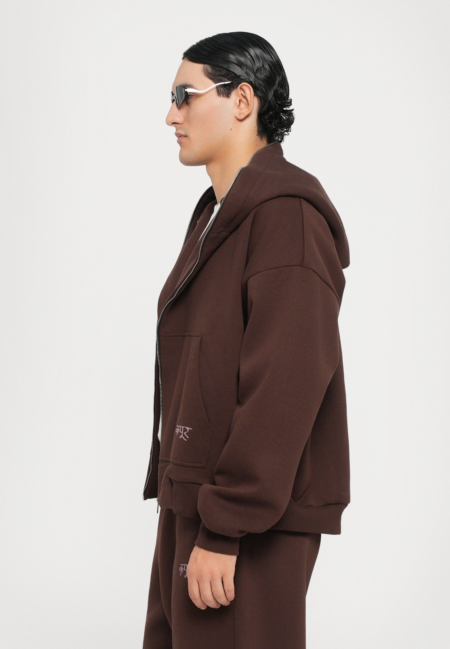 Dhruv Kapoor BRUSHED HOODIE - Sweatshirt mit Reißverschluss - braun