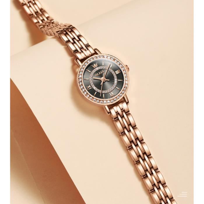 Orologio da donna di lusso con diamanti, elegante movimento al quarzo, impermeabile, bracciale in acciaio color oro rosa - Gioielli da donna - Regalo per donna
