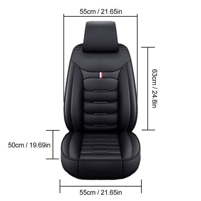 MOMOTOU Housse de siège voiture universelle en cuir PU noir — avant, compatible airbag, installation facile