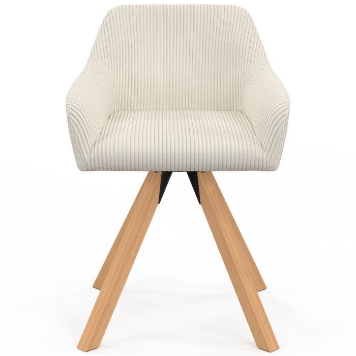 IDMARKET Set of 2 JANY swivel dining chairs, beige corduroy dining chairs