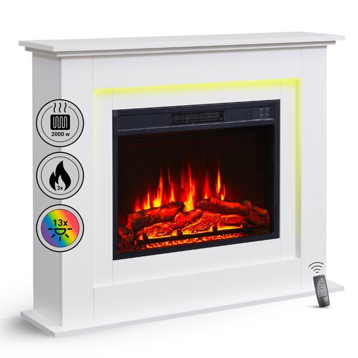 BALDERIA Finn Caminetto elettrico - Caminetto autoportante - Bianco