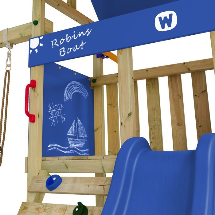 Aire de jeux WICKEY DinkyHouse – Toboggan vert pastel et balançoire avec siège bébé – Un univers d'aventures pour les tout-petits