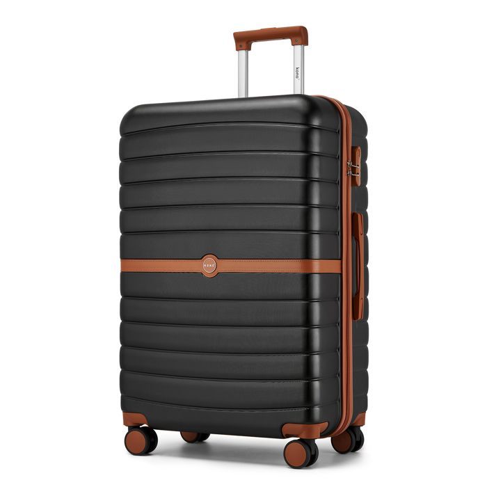 Maleta de viaje grande Kono de 76,5 x 50,5 x 29 cm, ABS+PC, carcasa rígida, 4 ruedas y cerradura, carrito de viaje, 94 L, color negro.