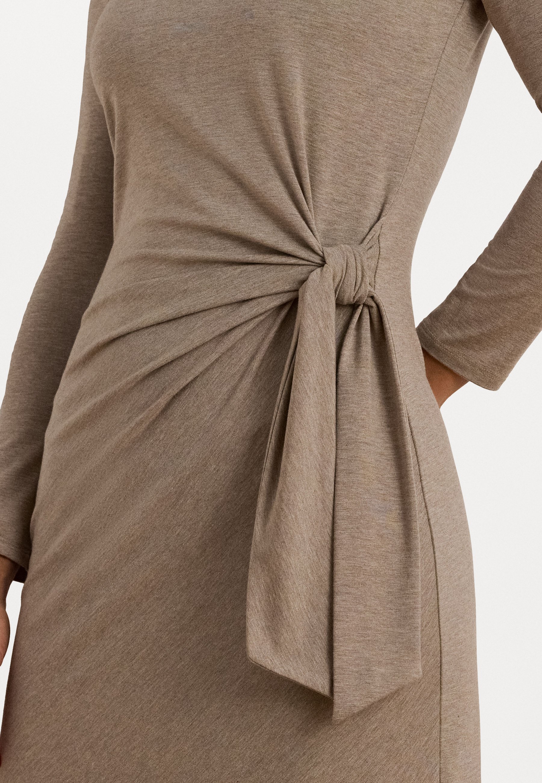 Robe midi Lauren Ralph Lauren en jersey stretch à nouer sur le devant - Robe en jersey - Gris chiné Adirondack