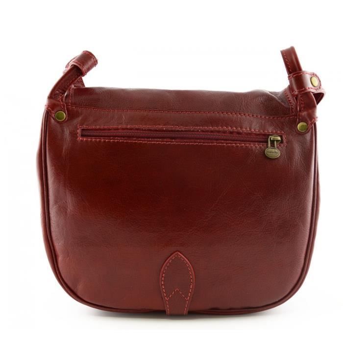 Bolso de hombro de piel color coñac para mujer - Artículos de piel hechos en Italia - Bolso de mujer