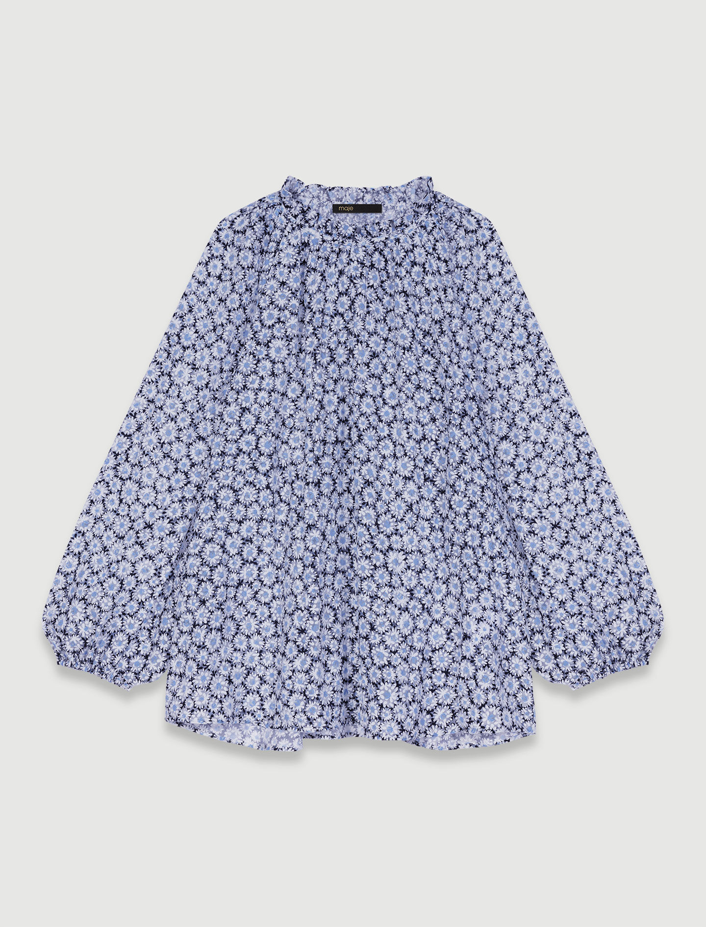 Blouse met bloemenprint-Imprimé marguerite bleu