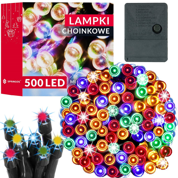 Lampki świąteczne 500 Led multikolor 34,5 m oświetlenie