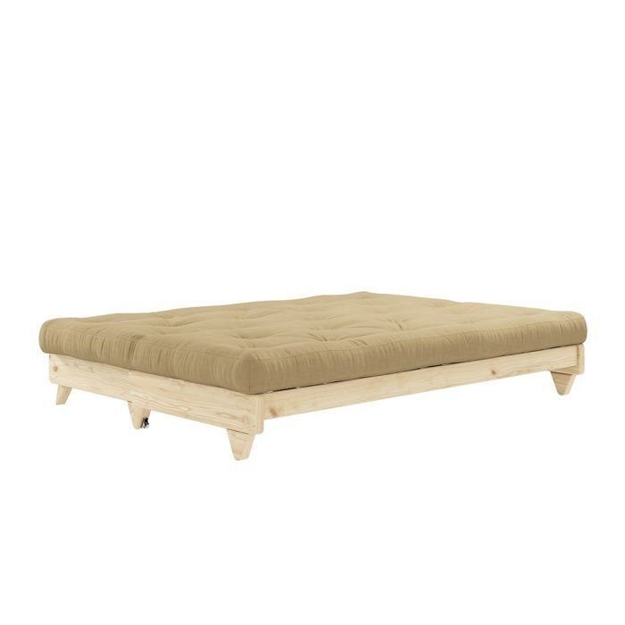 Divano letto trasformabile FRESH in pino color grano beige, superficie letto 140x200 cm.