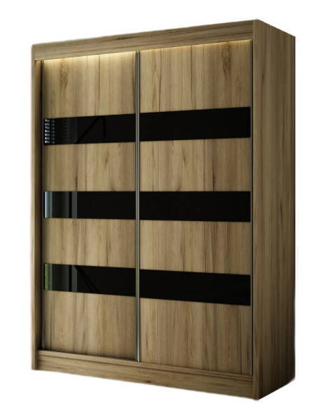 Szafa przesuwna SOLIT 150 cm - Craft złoty   paski czarne