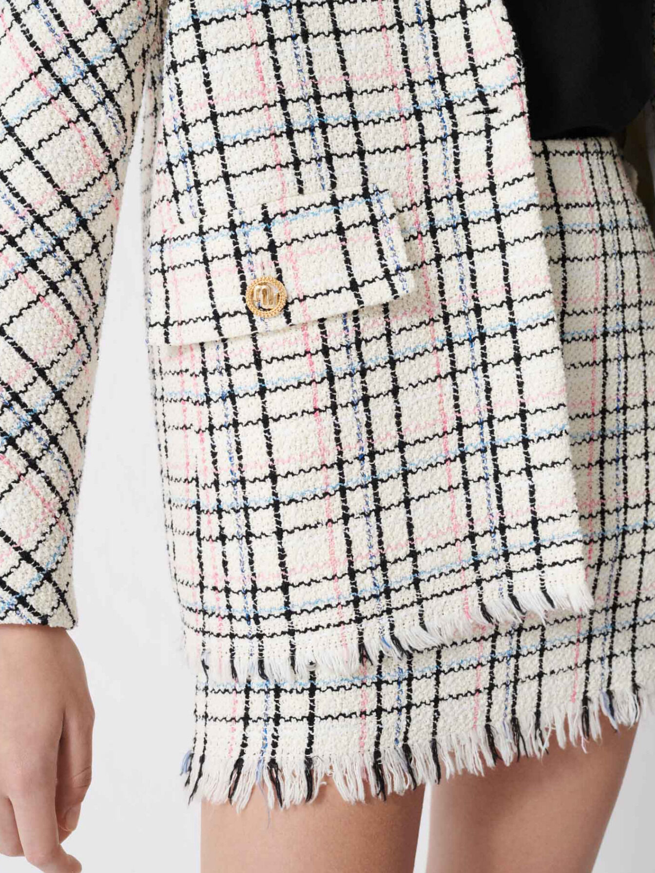 Jachetă din tweed în carouri - Raw