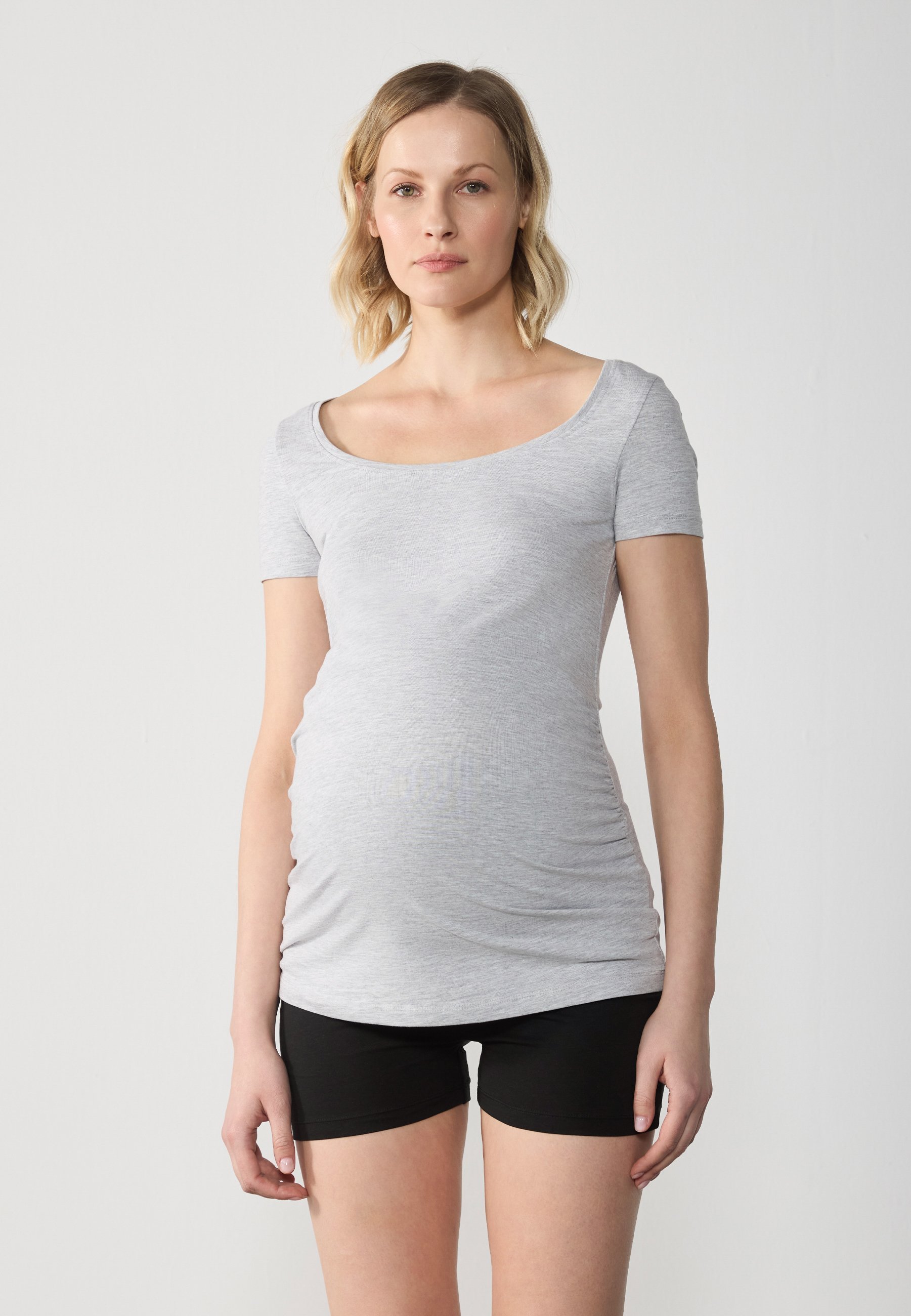 Anna Field MAMA 2-PACK - Basic T-shirt - lichtgrijs gemêleerd/rozebloesem