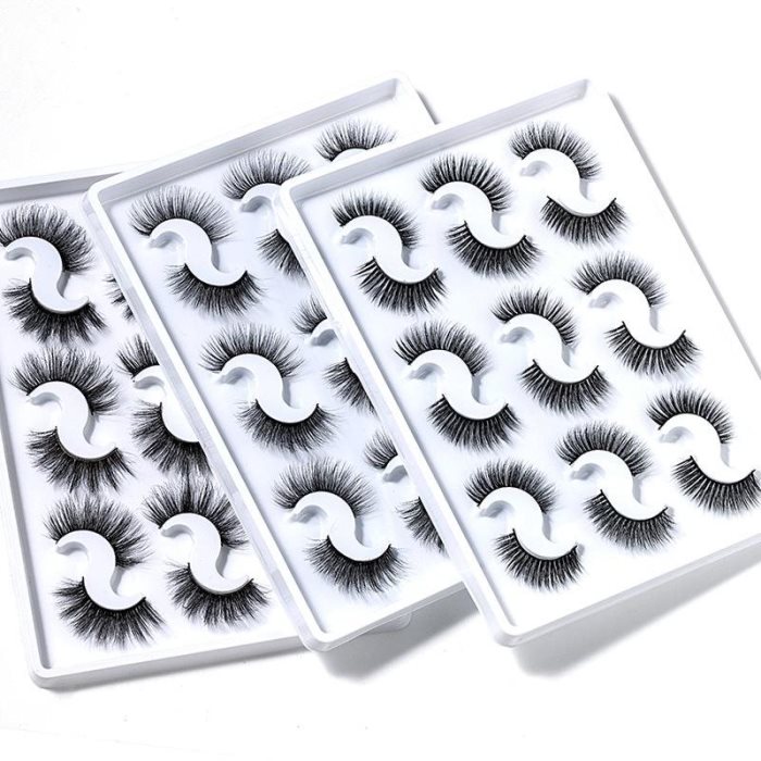 pares de pestañas postizas 3D suaves de pelo sintético de visón, pestañas naturales despeinadas, pestañas cruzadas y ligeras, herramientas de maquillaje para extensiones.