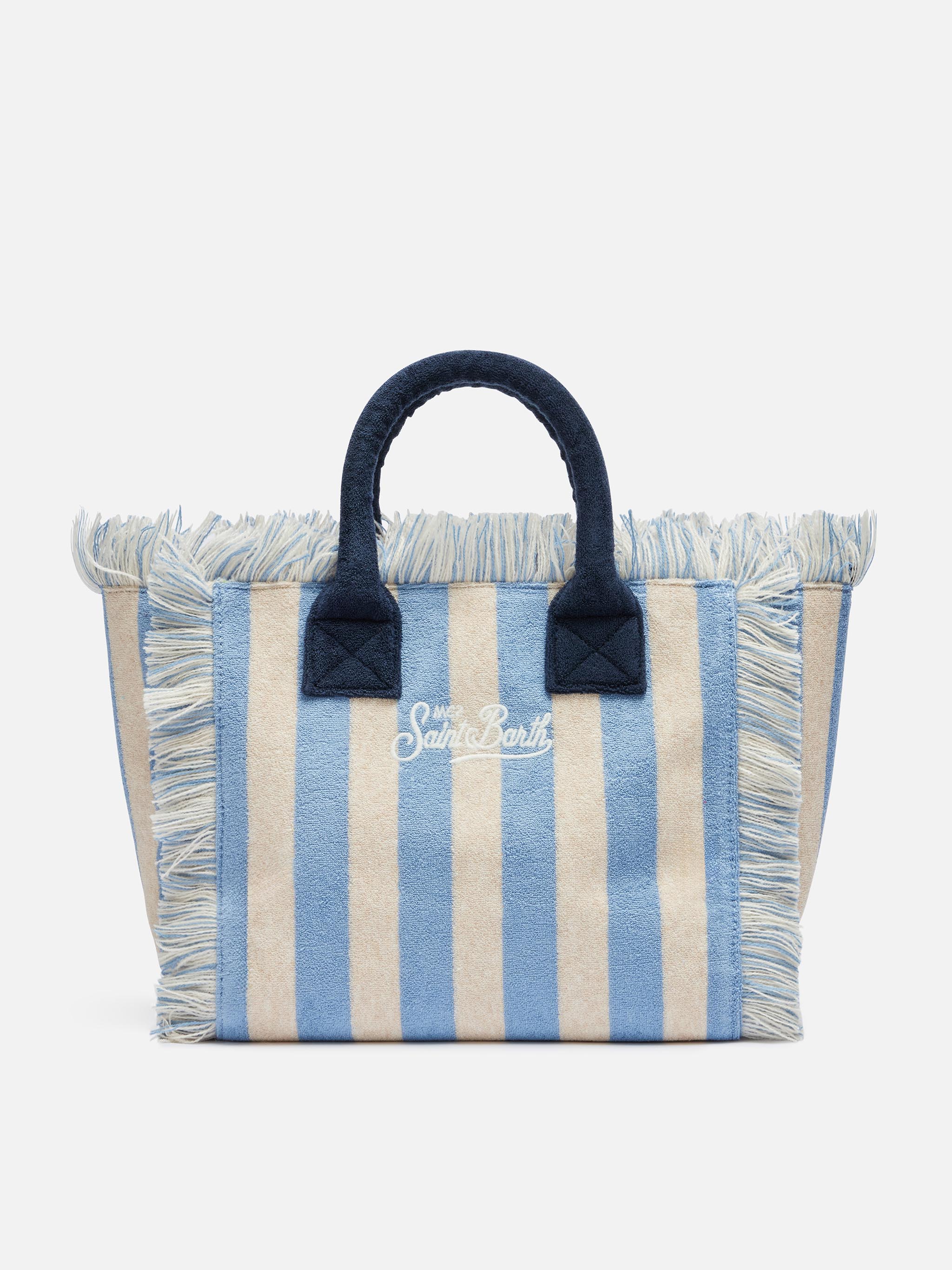 Sac Colette en éponge à imprimé à rayures bleues