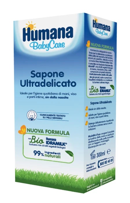 Sabonete líquido hidratante e gel de limpeza Humana Baby Ultra-Delicate 300 ml dermatologicamente testado