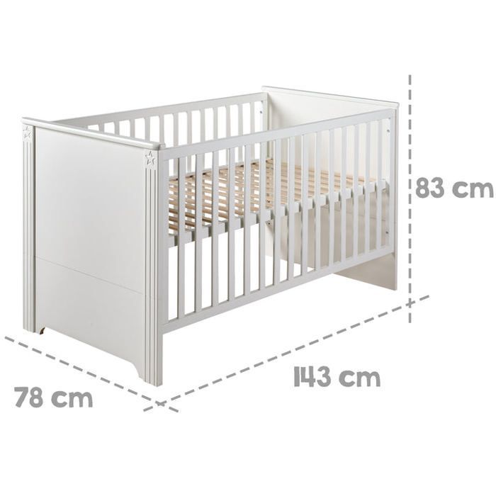 Cuna convertible ROBA Maxi de altura regulable - 70x140 cm - Madera blanca