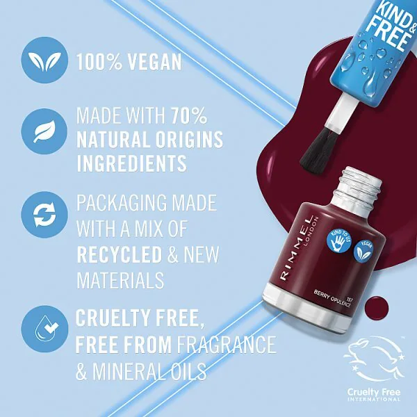 „Rimmel Kind & Free Clean“ nagų lakas, uogų aromatas