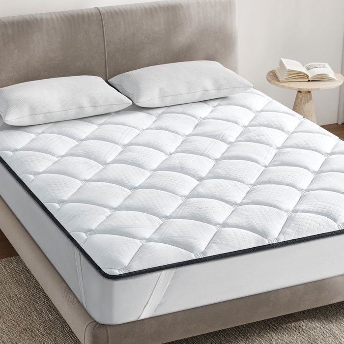 Cubrecolchón de 180x200 cm - INRE, Confort Óptimo - Suave, Antiácaros, Transpirable - Para colchones individuales - Lavable
