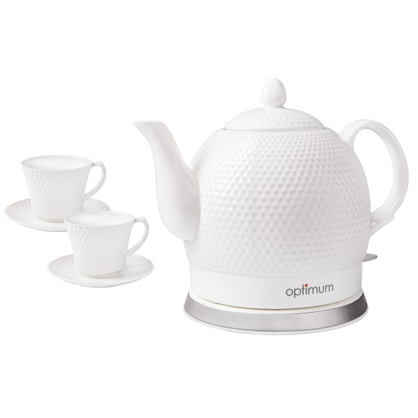 Czajnik elektryczny ceramiczny 1,2 l CJS-1312 z filiżankami OPTIMUM
