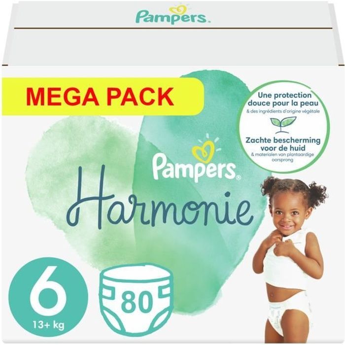 PAMPERS HARMONIE TALLA 6, 80 PAÑALES (13-18 KG)