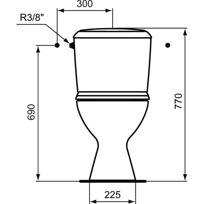 Conjunto NOE WC com autoclismo de entrada lateral, branco, saída horizontal - PORCHER - P948001