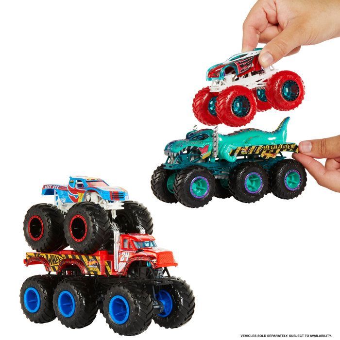 Auto - Hot Wheels - Monstertrucks - Assortiment 1/64 - Meerkleurig - 6 wielen