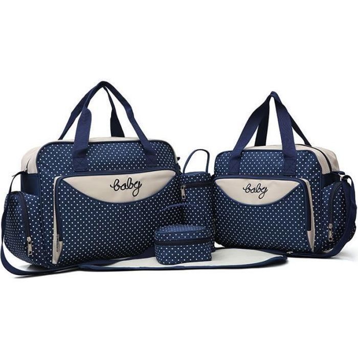 LOKER Baby-Wickeltaschen-Set – 5-teilig – Mikrofaser – Blau
