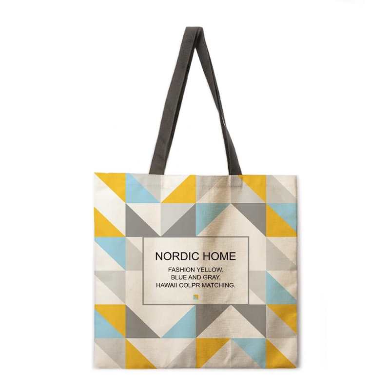Sac à main géométrique jaune et bleu pour femme, sac bandoulière décontracté, sac de plage, pochette, sac cabas pliable