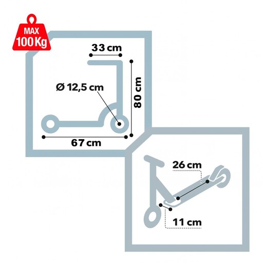 Opvouwbare scooter met 2 wielen van 12,5 cm voor CB-rijders