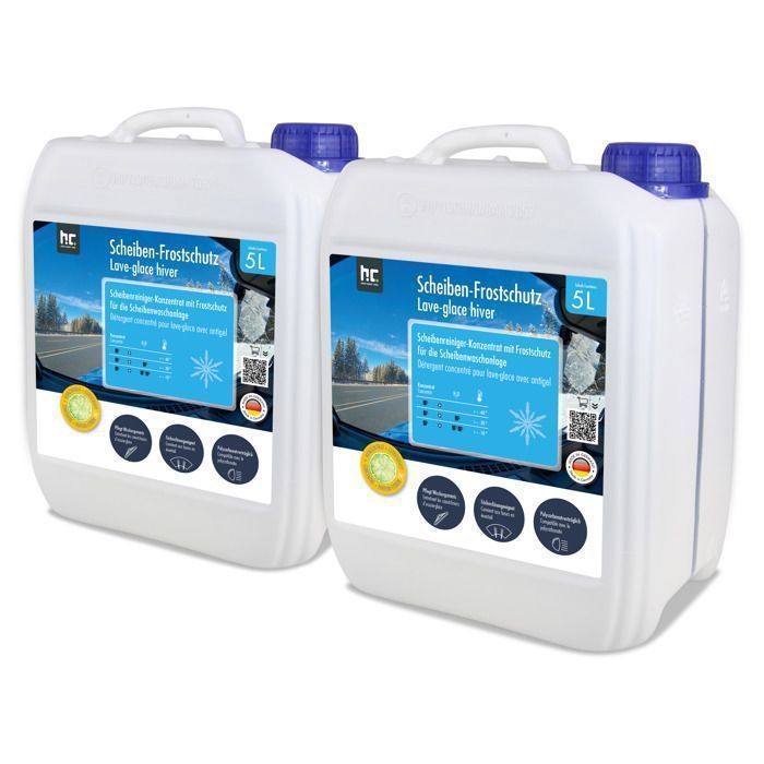 2 x 5 L Antigel pour vitres premium -60°C concentré pour vitres de voiture, polycarbonate compatible avec parfum frais d'agrumes
