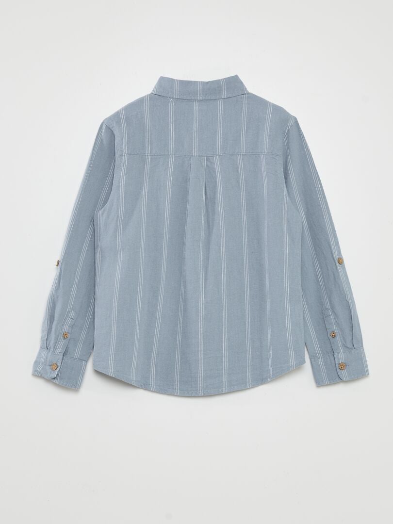 Camisa com mangas dobráveis - AZUL