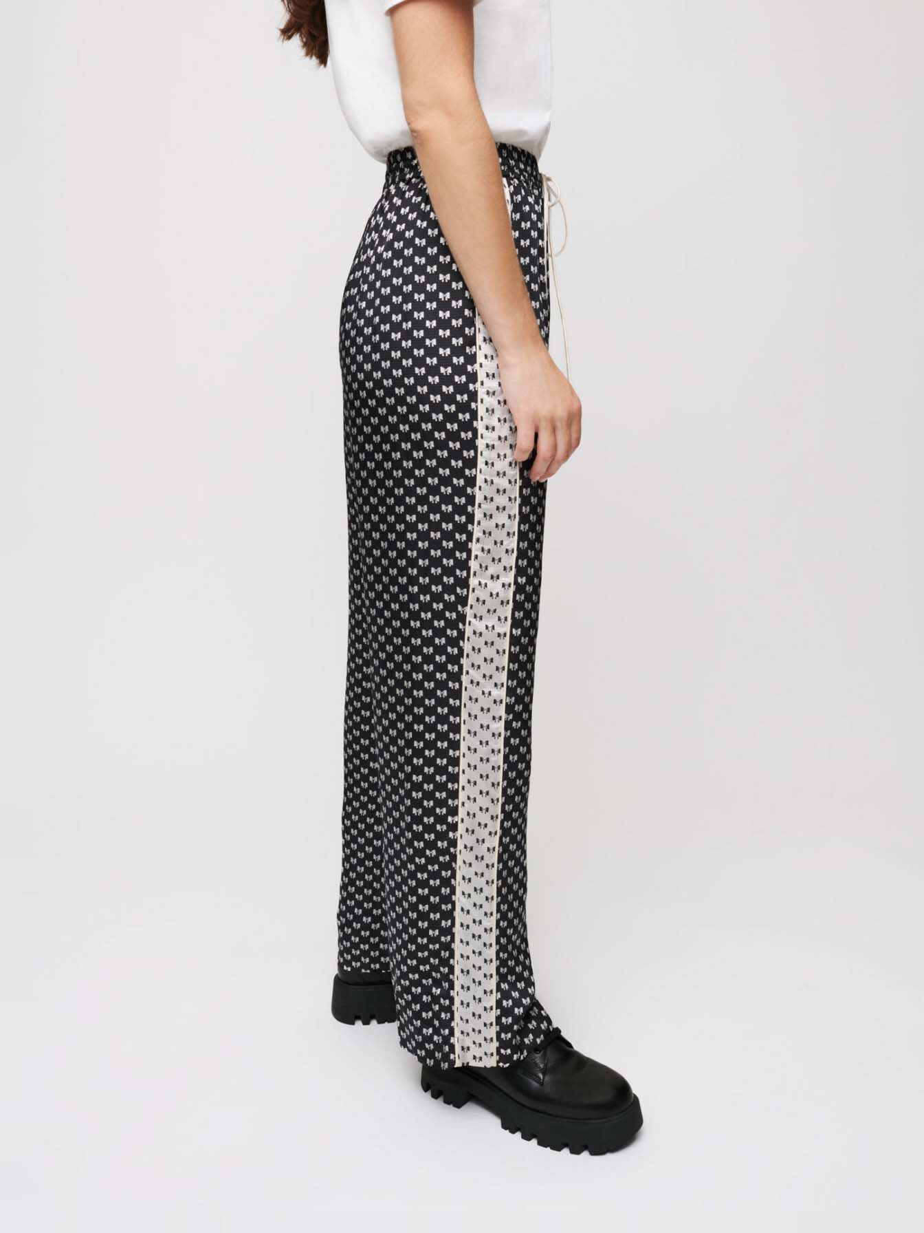 Pantaloni de pijama cu imprimeu cu fundă - Noeuds Noir