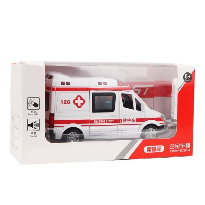 Jouet d'ambulance en alliage - LED - Friction de traction - Blanc