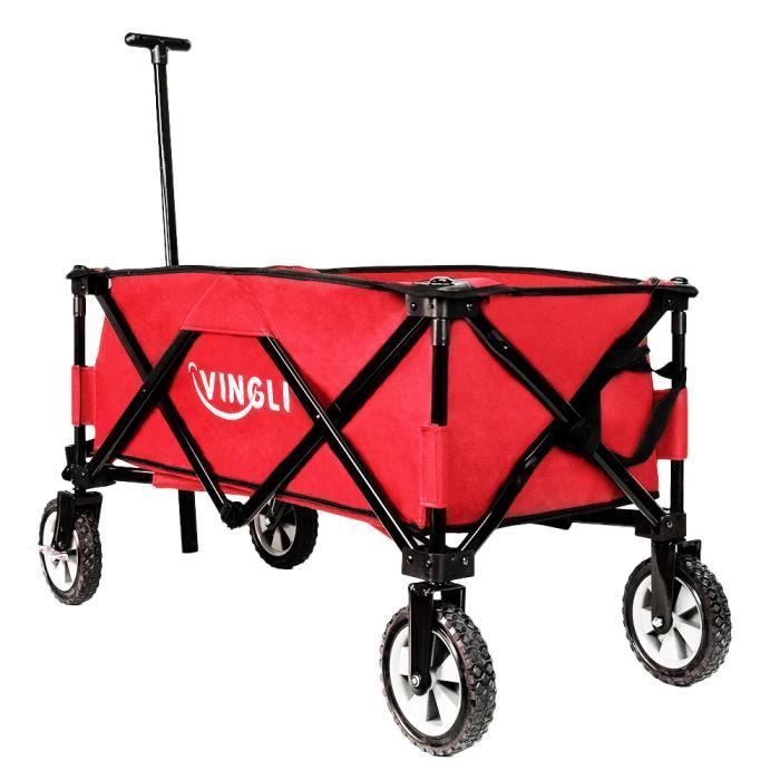 Faltbarer Campingtrolley, 4 Räder, rot, 90 x 48 cm