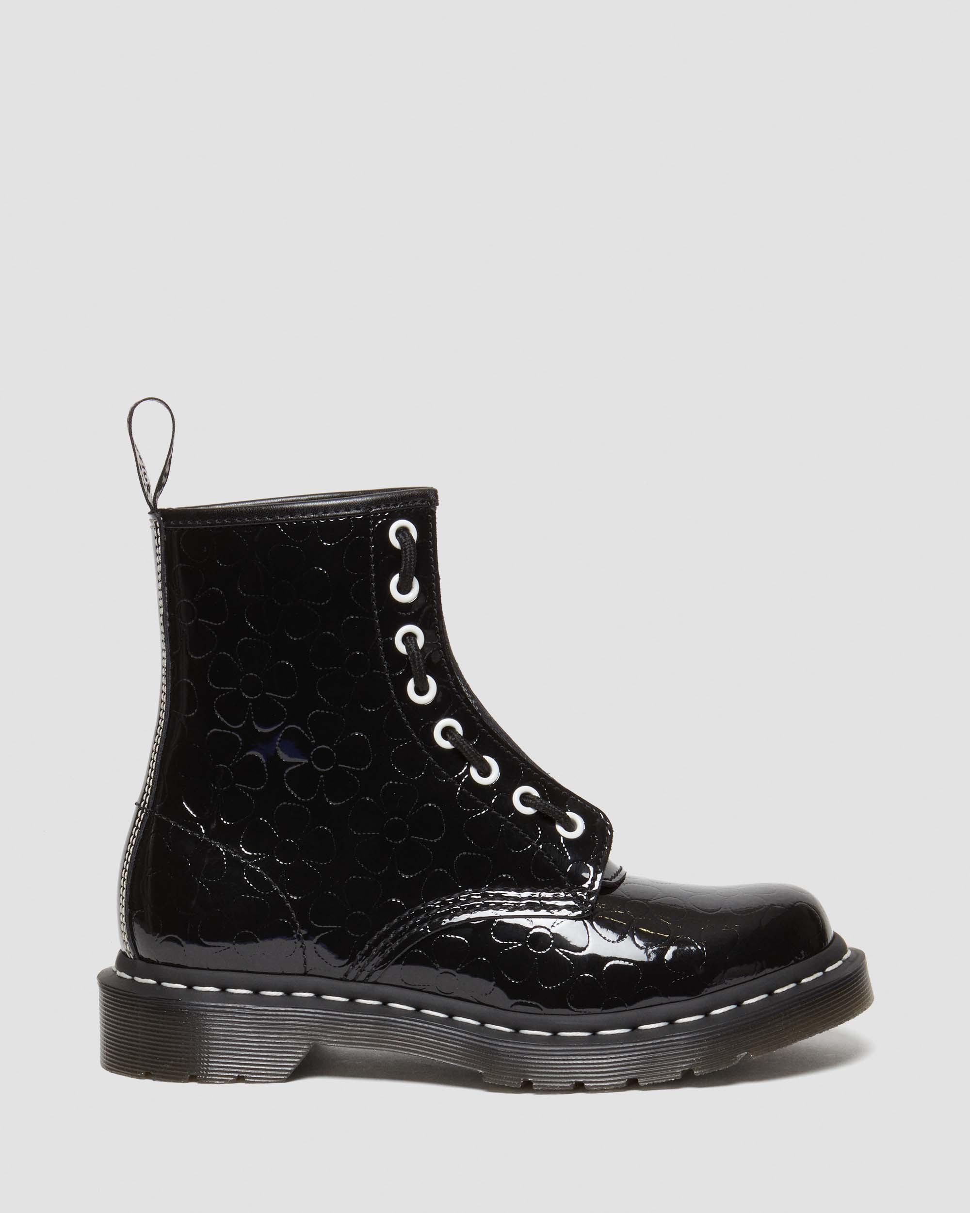 1460 Women's Flower Emboss Patent Leather Lace Up Boots