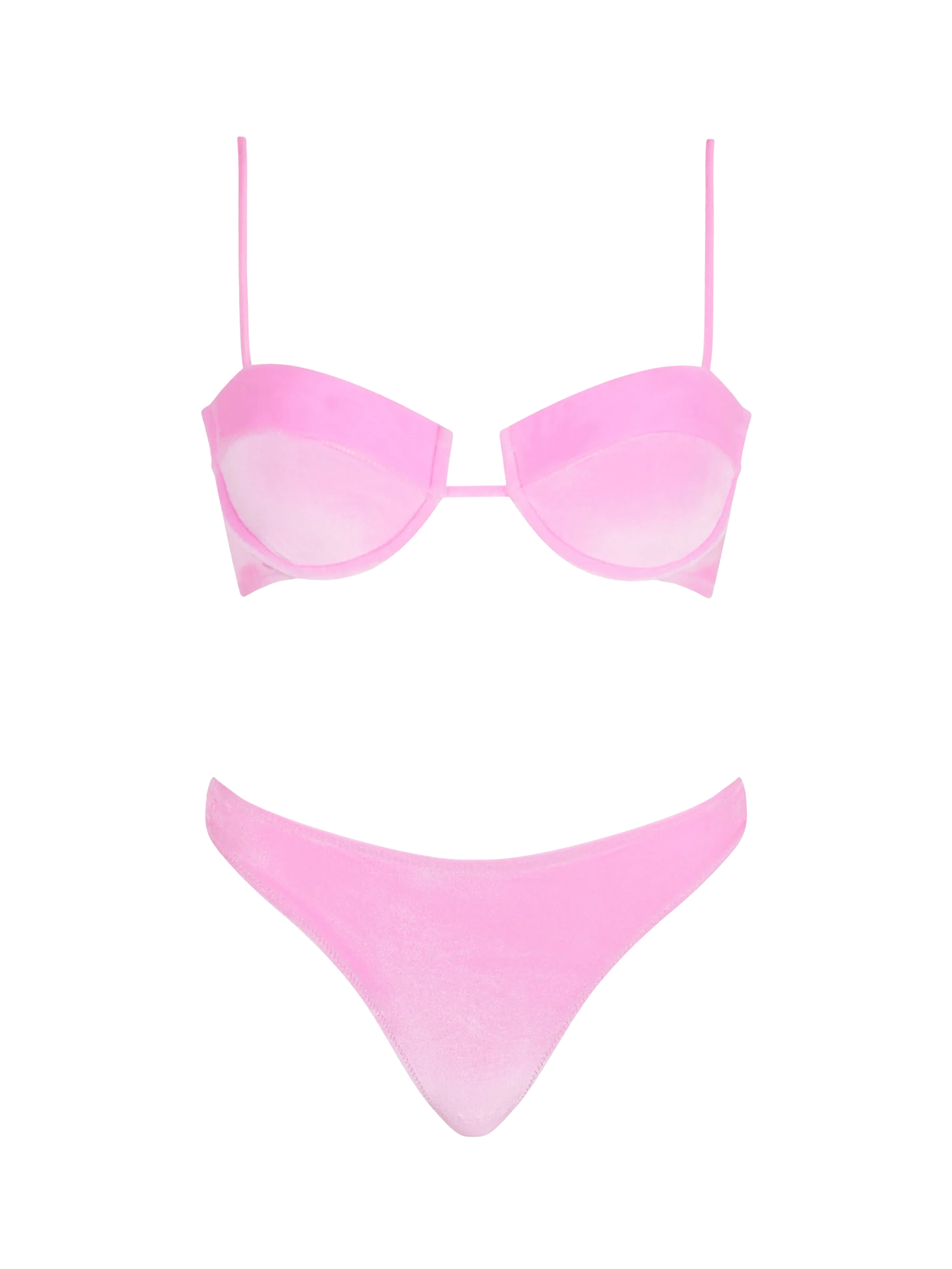 Bikini a bralette con ferretto in ciniglia rosa da donna Salina Naomi