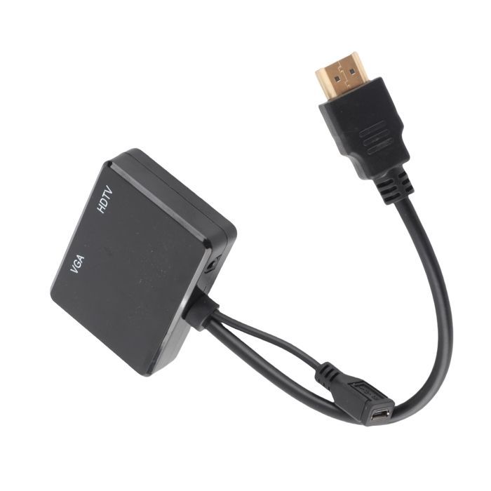 SHI- Interface multimédia à haute définition à un convertisseur d'interface multimédia à haute définition - VGA Interface Noir