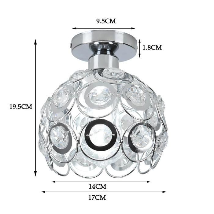 Plafonnier - SMOTOP - Métal & Cristal - 2x E27 LED - Ø17 cm