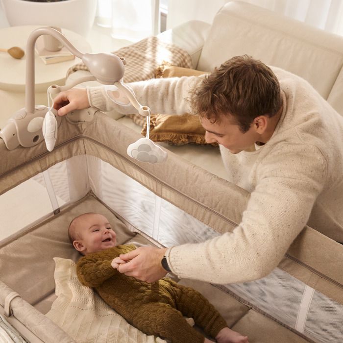 Kinderkraft LEODY UP Reisebett, faltbares Baby-Laufgitter mit Matratze, 114 x 60 cm, stabil, grau