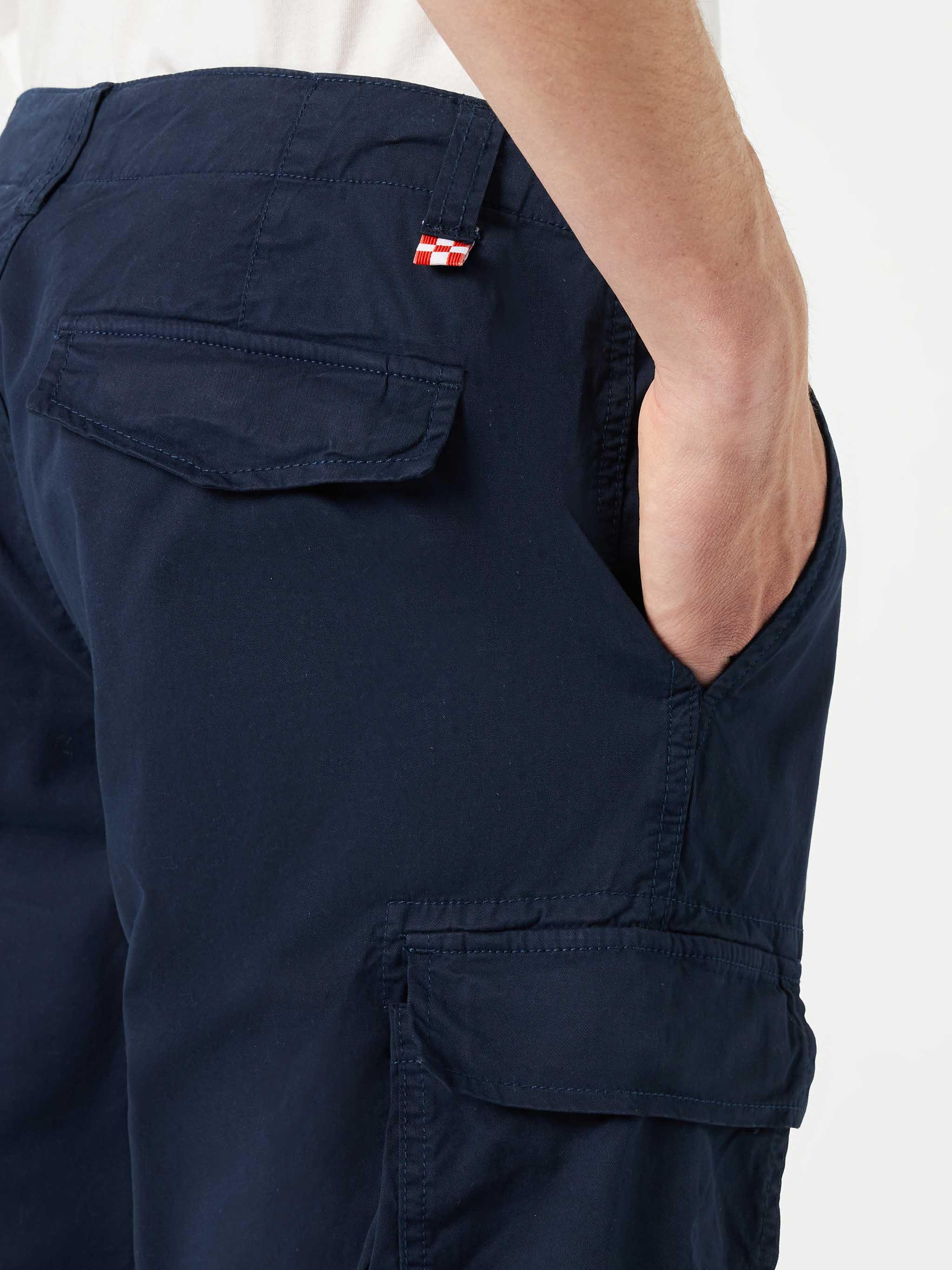 Heren blauwe katoenen cargoshorts