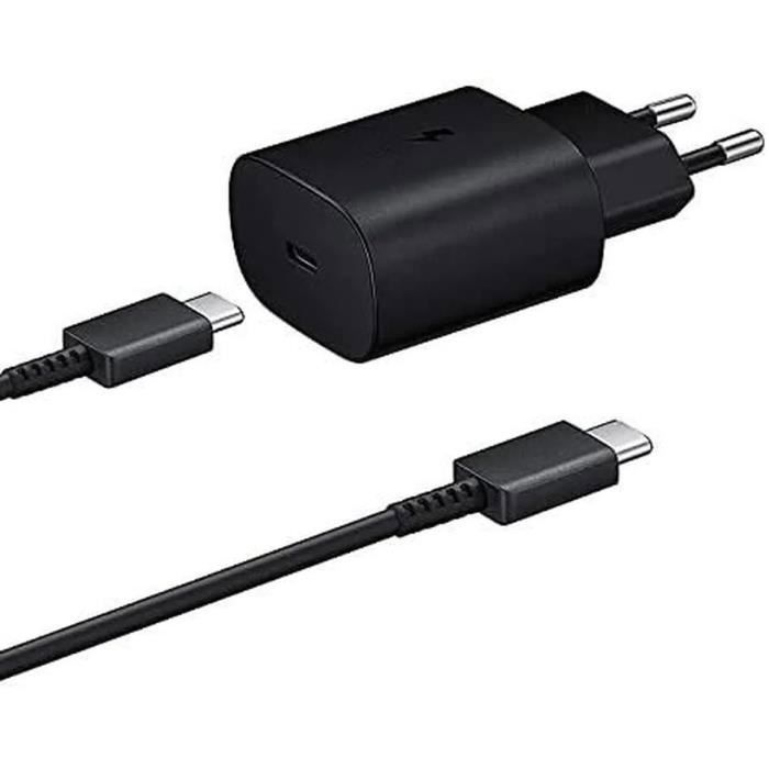 Cargador rápido USB-C Samsung - 25W - Adaptador de corriente - Cable USB-C incluido - Negro