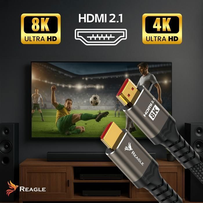 Kabel HDMI 2.1 8K 4K 144Hz 120Hz UHD eARC VRR HDR 48Gbps Przewód TV XBOX 2M