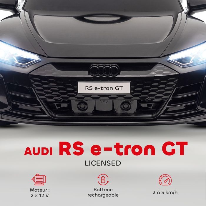 Coche eléctrico - HOMCOM - Audi RS E-tron GT de 12 V con licencia oficial para niños, mando a distancia con sonidos - PP - negro
