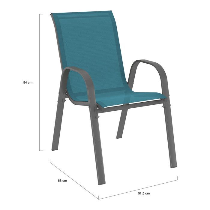 IDMARKET Salon de jardin MADRID table 150 CM et 6 chaises empilables bleu canard