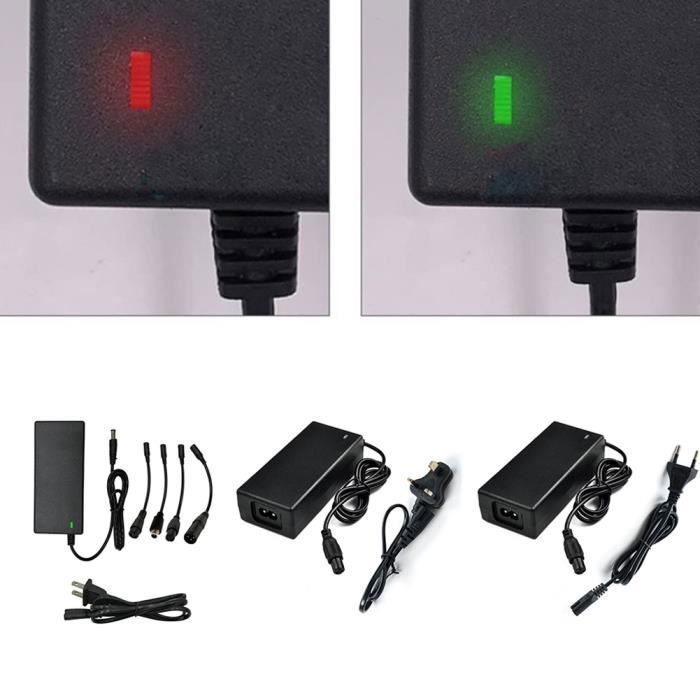 Chargeur Trotinette Electrique, 42V 2A avec 5 Connecteurs pour  Scooter Électrique