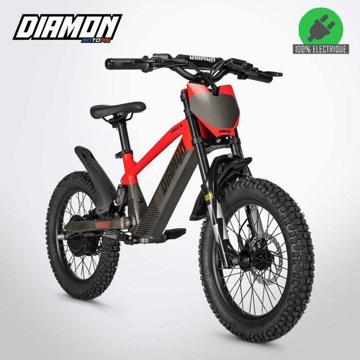 Draisienne électrique enfant DRAXY 600W 18 pouces Rouge DIAMON MOTORS – Batterie 36V 7.8Ah – Freins hydrauliques